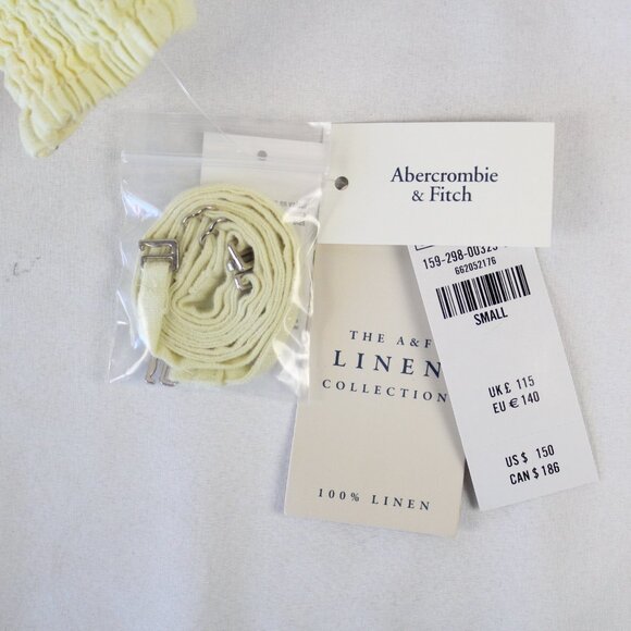 Abercrombie & Fitch Linen Drop-Waist Belted Midi Dress in Yellow Size Small -NWT - Picture 10 of 11